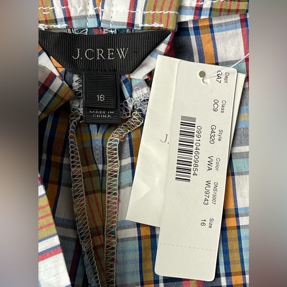 J. Crew Plaid Ankle-Cropped Paperbag Waist Pants in Blue, Cream, Brown - Picture 8 of 9